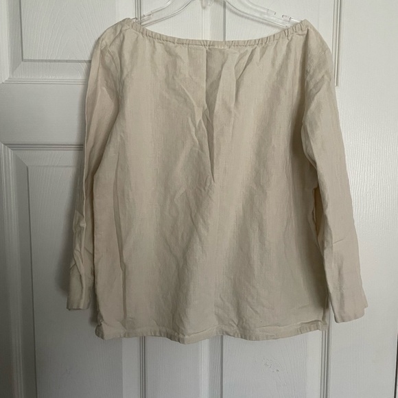 Vintage Lee Women's Linen and Cotton Beige Button-Up Blouse - Picture 5 of 5